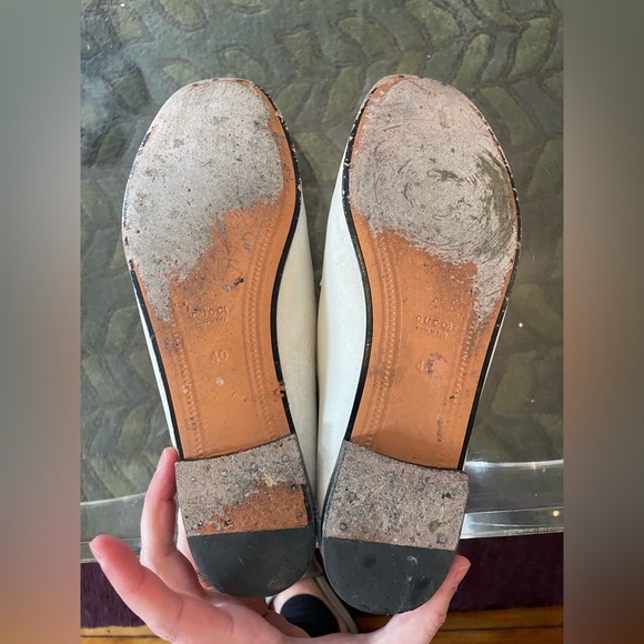 Gucci Women White Leather Loafers Horsebit Buckle - Picture 8 of 8